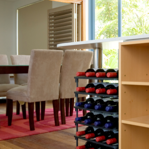 Vinrac wine racks under a kitchen bench.