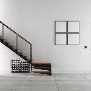 Vinrac wine rack under a staircase.