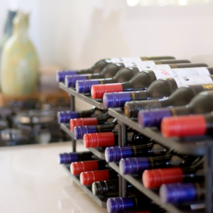 Vinrac wine racks filled with bottles.